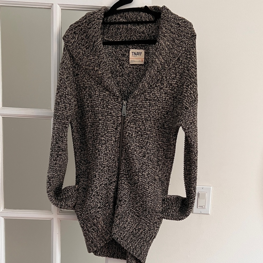 TNA Black and Gray Zip-Up Cardigan